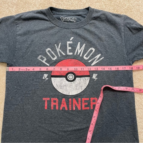Pokemon Shirt Youth Kids Large Gray Red Pokeball Crew  Neck Tshirt Short Sleeve - Picture 5 of 8